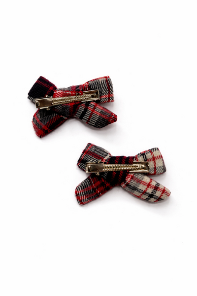 Set of 2 Plaid Knot Bow Alligator Clips – Multicolor