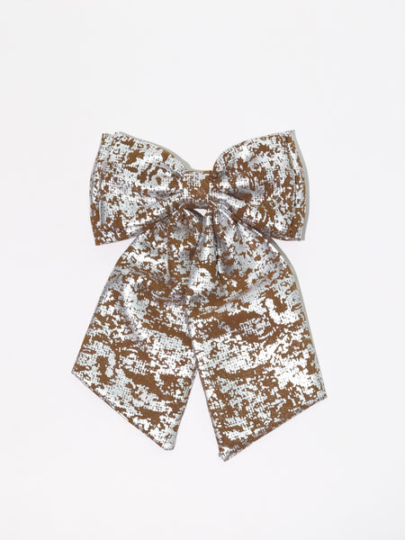 Oversized Sailor Bow Headband- Silver & Olive