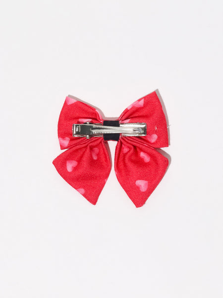 Heart Printed Alligator Hair Clips- Pink