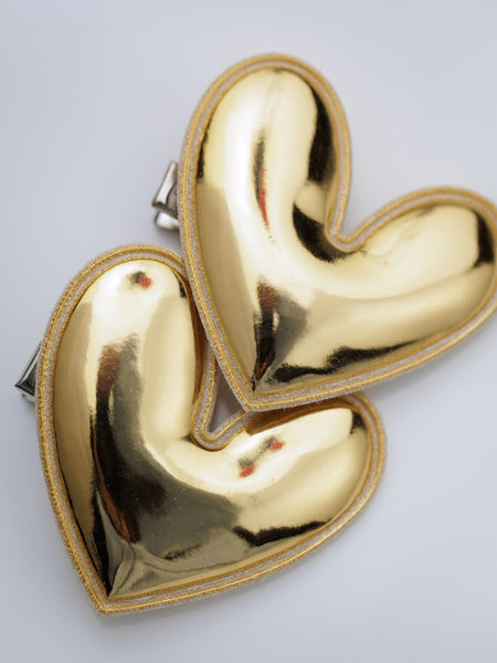 Set of 2 Heart of Chrome Alligator Hair Clips- Golden