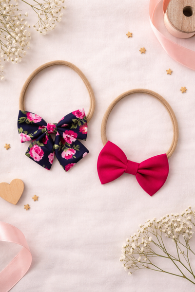 Set Of 2 Baby Soft Floral Headband- Pink