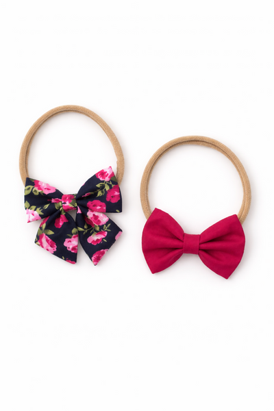 Set Of 2 Baby Soft Floral Headband- Pink