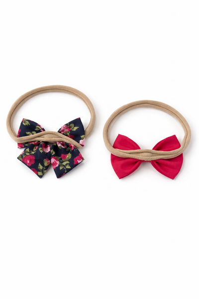 Set Of 2 Baby Soft Floral Headband- Pink