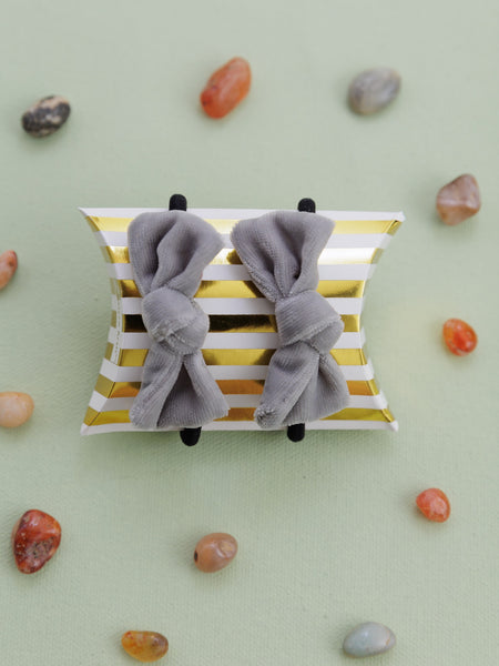 Velvet knotted Rubber Band Set of 2- Grey