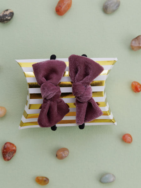 Velvet knotted Rubber Band Set of 2- Wine