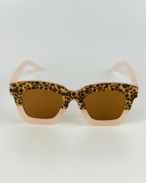 Kids Leopard Print Sunglasses - Light Pink