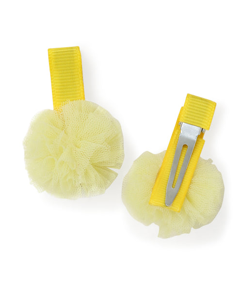 Mini Pom Pom Alligator Clip Set - Yellow