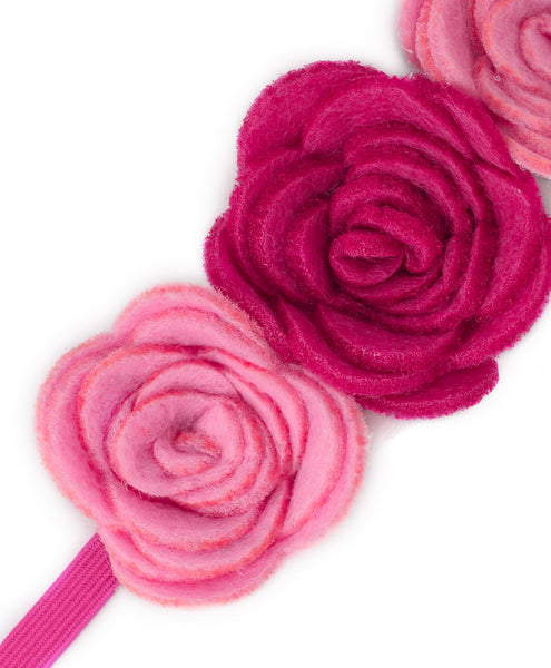 Felt Three Flower Headband - Pink