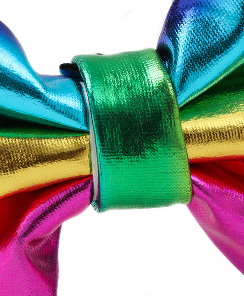 Leather Bow Hair Band - Rainbow