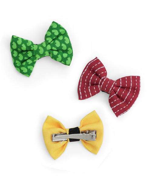 Mini Bow Alligator Clips - Red, Yellow & Green
