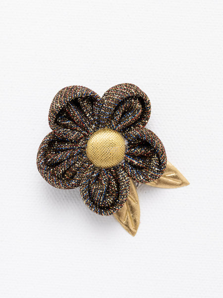 Glitter Flower Alligator Hair Clip- Copper Blue