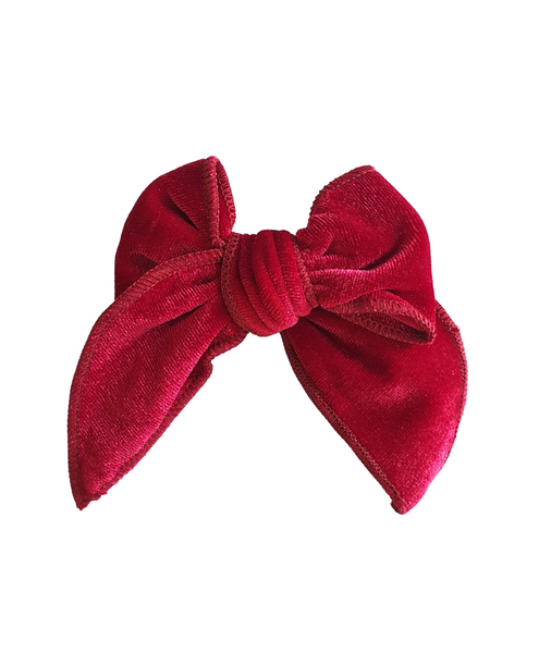 Velvet Knot Bow Alligator Hair Clip - Red