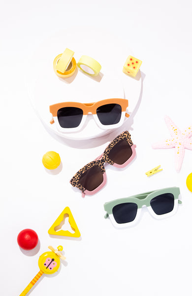 Kids Leopard Print Sunglasses - Dark Pink