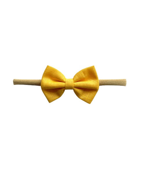 Flower & Bow Headband Set - Black, Light Pink & Yellow