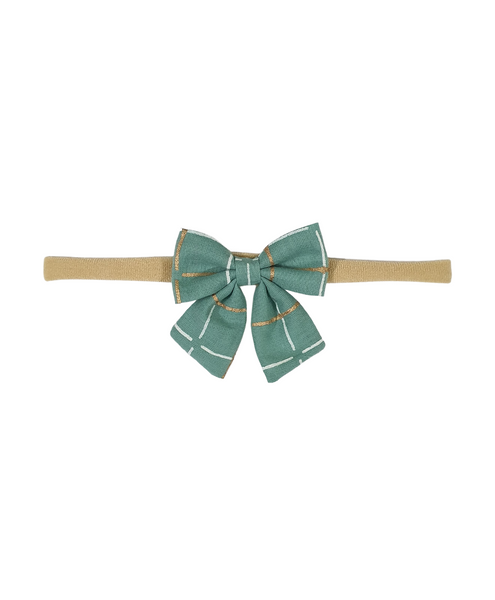 Flower & Bow Headband Set - White & Golden