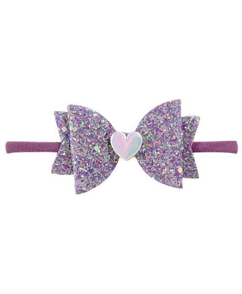 Glitter Bow Baby Headband with Heart (4 Colors Available)